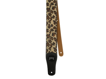 BERGEN Gitarrengurt, Kunstleder, Farbe: schwarz/Kunstfell in Leopardenoptik, innen braunes Wildkunstleder, Länge: 100-140